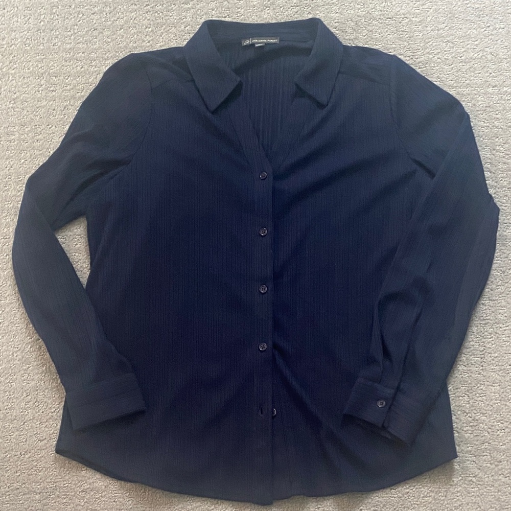 Adrianna Papell Midnight Blue Textured Blouse